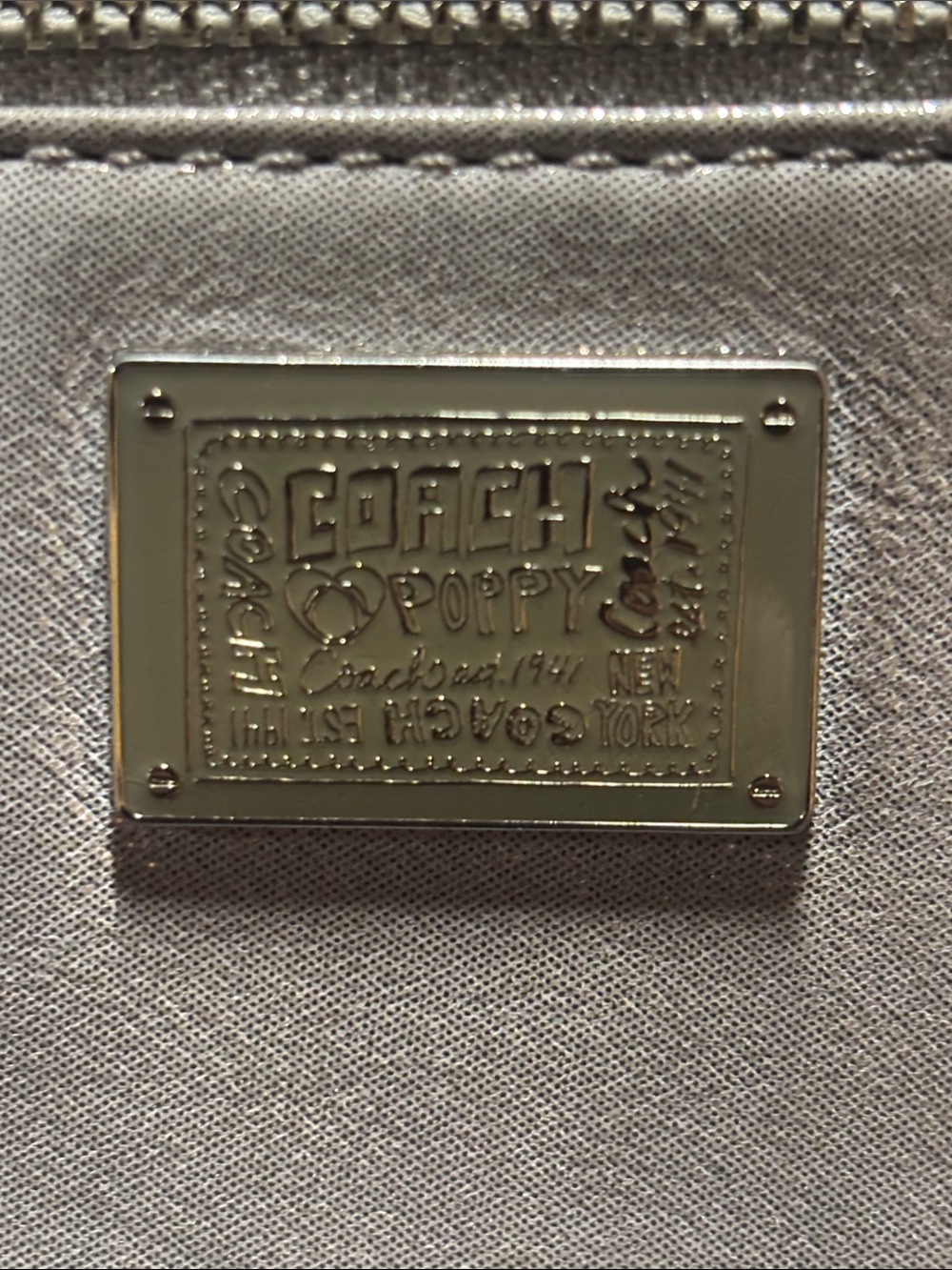 Coach Poppy Metallic Gray Silver Leather Wristlet Clutch - Picture 6 of 6